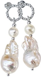Kolczyki Prawdziwe Perły Duże Białe Pearl Flameball White