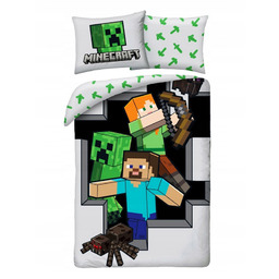 Minecraft Pościel 140x200 Creeper Młodzieżowa Alex Bawełniana