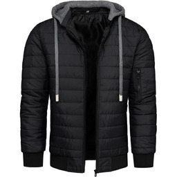 Kurtka męska przejściowa z odpinanym kapturem czarna Recea