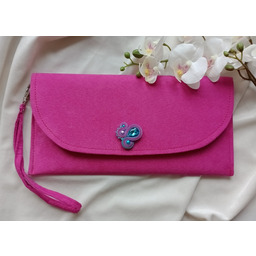 Pakamera Różowa kopertówka, torebka do ręki fuksja, torebka