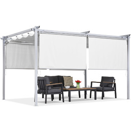 Biała pergola tarasowa z roletami La Palma 3x4