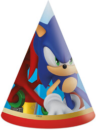 Czapeczki urodzinowe Sonic - 6 szt.