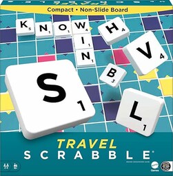 Scrabble Travel Game, Portable and Compact, 2-4 Players,