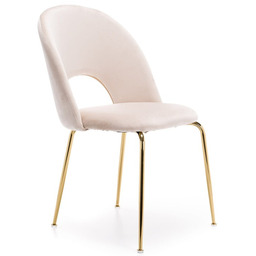 Krzesło Glamour KC-903-2 beż welur, nogi złoty chrom