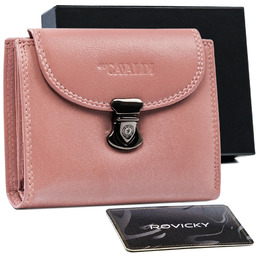 Skórzany portfel damski Cavaldi na karty mała portmonetka