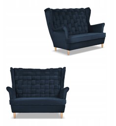 Sofa uszak Carol granat skandynawska kanapa 2-os. sprężynach