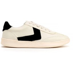 Zamszowe sneakersy z kontrastowymi wstawkami z ekoskóry beżowo