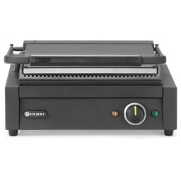 Hendi Grill kontaktowy pojedynczy żeliwny 340x235mm, ryflowany 2.2kW,