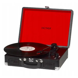 Gramofon Denver VPL-120 Manualny Napęd bezpośredni Walizka Głośniki