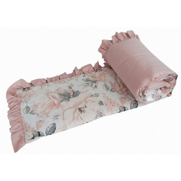 Ochraniacz do łóżeczka z falbanką BIAŁA PEONIA