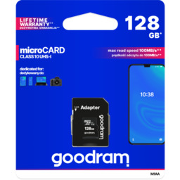 GOODRAM microSD 128GB CL10 UHS I + adapter