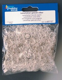 Glorex Lamettahair kręcone, włosy lametty, srebrny, 13 x