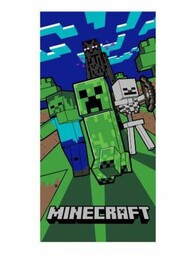 Ręcznik dziecięcy 70x140 Minecraft zielony niebieski plażowy