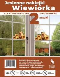 Naklejki/ozdoby elektrostatyczne KUNKE STICKERS dwustronne jesienne wiewiórka 2szt.