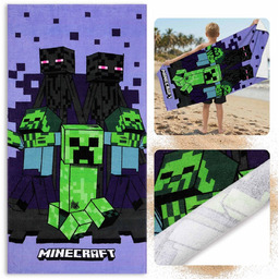 Minecraft Fioletowy, SZYBKOSCHNĄCY ręcznik plażowy, kąpielowy, 100% BAWEŁNA