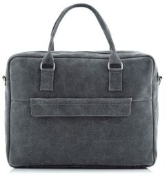 Szara torba na laptopa 15,6" skórzana BV80
