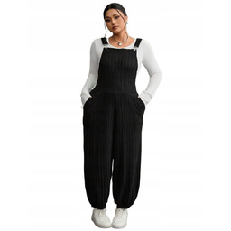SHEIN CZARNY KOMBINEZON DAMSKI Z SZELKAMI PLUS SIZE