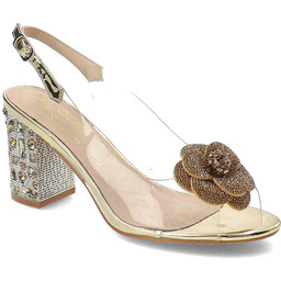 S.Barski Złote Sandały Eleganckie Obuwie Damskie