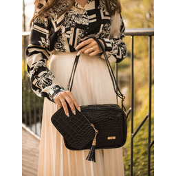 Listonoszka skórzana SHE 636w czarny krokodyl