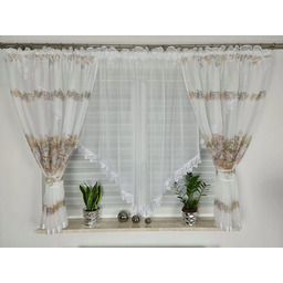 Firana Gotowa Krótka Kwiaty Na Taśmie 400x150cm
