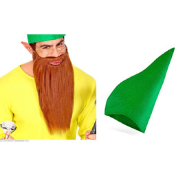 Zestaw Krasnoludka Skrzata Czapka Zielona plus Broda Brązowa