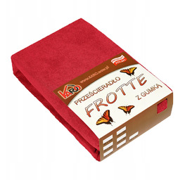 Prześcieradło frotte z gumką 220x240 czerwone Karo