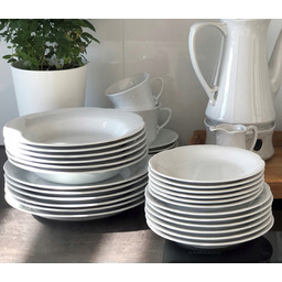 Chodzież Kamelia Zestaw 18 Talerzy Biała Porcelana Serwis