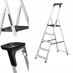 Drabina aluminiowa domowa Pro jednostronna 5 stopniowa