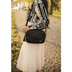 Listonoszka skórzana SHE 701w czarny krokodyl