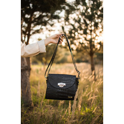 Listonoszka skórzana SHE 685w czarny krokodyl