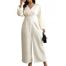 Shein plus size kombinezon damski kremowy 48 1BC