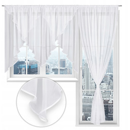 Firana okno balkon komplet Woal lamówka do salonu