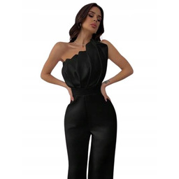 SHEIN CZARNY ELEGANCKI KOMBINEZON NA JEDNO RAMIĘ