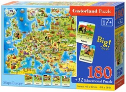 Castorland Puzzle 180 Mapa Europy z quizem