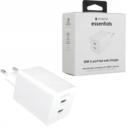 Uniwersalna ładowarka sieciowa Mophie, 2x Usb-c, 50W, kostka