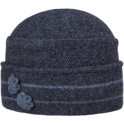 Czapka Wełniana Tweed Pattern by Seeberger, niebiesko-ciemnoniebieski, One