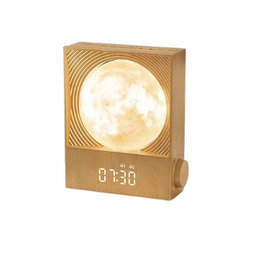 Lampka Nocna Z Budzikiem Księżyc Obrotowy Led Rgb