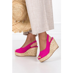 Fuksjowe sandały espadryle na koturnie Casu ER23X9-F-40