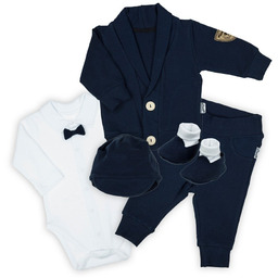 Niemowlęcy komplet body z długim rękawem, czapka, buty