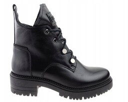 CZARNE BOTKI TRZEWIKI NESSI 20748 SKÓRA LICOWA R.40