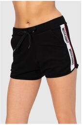 MOSCHINO Czarne szorty damskie z lampasami, Rozmiar XS