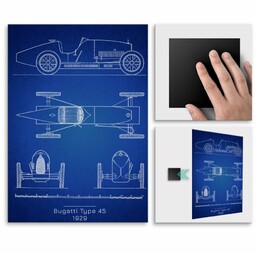 Plakat metalowy Bugatti Type 45 Projekt Blueprint M