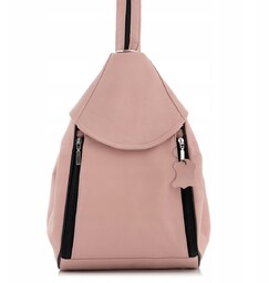 Torebka Plecak 2w1 Pudrowy Nude Damski Skórzany Elegancki