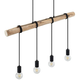 Lindby - Ferris 4 Lampa Wisząca Wood/Black