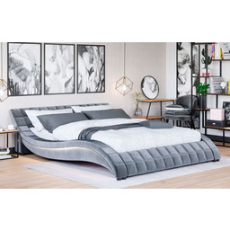 Łóżko tapicerowane 839 nowoczesne 140x200 Welur Szary OUTLET