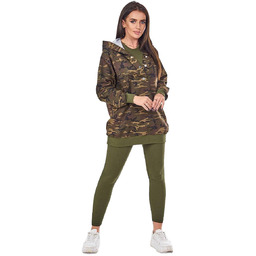 Komplet 3-częściowy moro bluza, top i legginsy brązowy