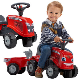 FALK Traktorek Baby Massey Ferguson Czerwony z Przyczepką