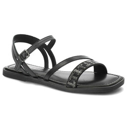 Tamaris Czarne Sandały Eleganckie Płaskie Buty