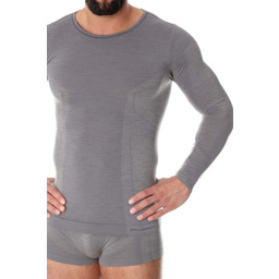 Koszulka męska merino Brubeck Comfort Wool LS11600 szary