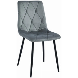 Edinos Welurowe szare metalowe krzesło tapicerowane D2-E87